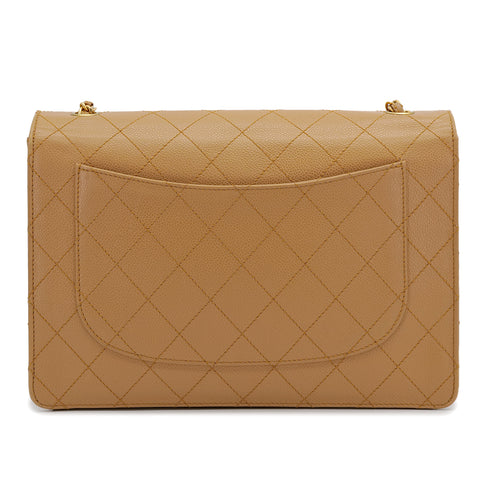 VINTAGE CHANEL MATELASSE CHAIN SHOULDER BAG BEIGE CAVIAR SKIN GOLD HARDWARE 90311873
