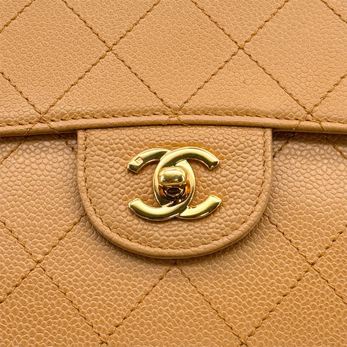 VINTAGE CHANEL MATELASSE CHAIN SHOULDER BAG BEIGE CAVIAR SKIN GOLD HARDWARE 90311873