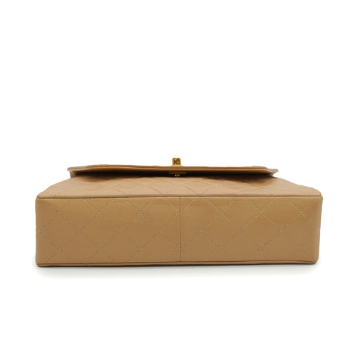 VINTAGE CHANEL MATELASSE CHAIN SHOULDER BAG BEIGE LAMB SKIN GOLD HARDWARE 90343924