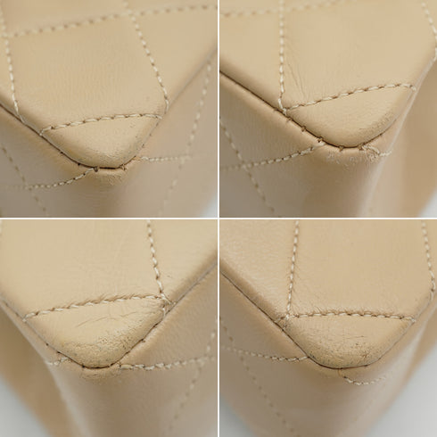 VINTAGE CHANEL MATELASSE CHAIN SHOULDER BAG BEIGE LAMB SKIN GOLD HARDWARE 90343924