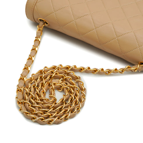 VINTAGE CHANEL MATELASSE CHAIN SHOULDER BAG BEIGE LAMB SKIN GOLD HARDWARE 90343924
