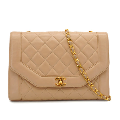 VINTAGE CHANEL MATELASSE CHAIN SHOULDER BAG BEIGE LAMB SKIN GOLD HARDWARE 90348428