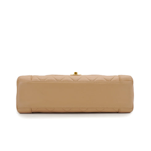 VINTAGE CHANEL MATELASSE CHAIN SHOULDER BAG BEIGE LAMB SKIN GOLD HARDWARE 90348428