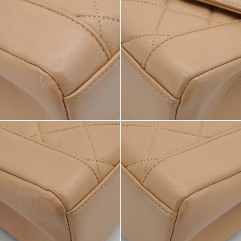 VINTAGE CHANEL MATELASSE CHAIN SHOULDER BAG BEIGE LAMB SKIN GOLD HARDWARE 90348428
