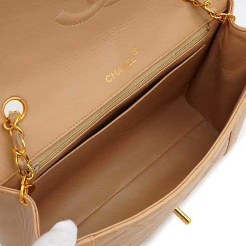 VINTAGE CHANEL MATELASSE CHAIN SHOULDER BAG BEIGE LAMB SKIN GOLD HARDWARE 90348428