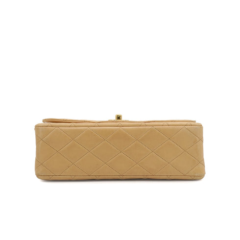 VINTAGE CHANEL MATELASSE CHAIN SHOULDER BAG BEIGE LAMB SKIN GOLD HARDWARE 90350381
