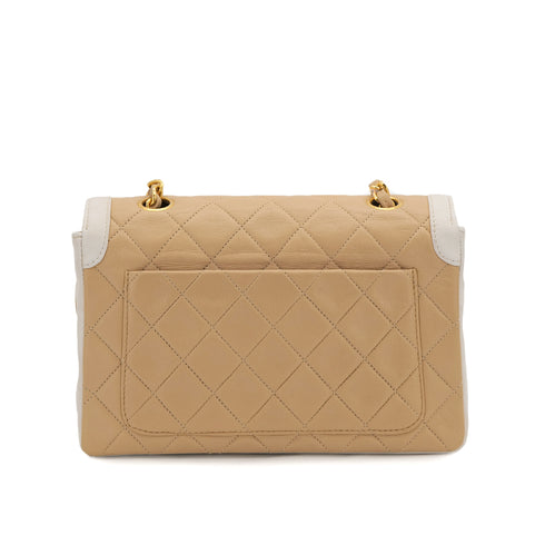 VINTAGE CHANEL MATELASSE CHAIN SHOULDER BAG BEIGE WHITE LAMB SKIN 90322795