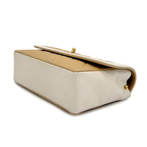 VINTAGE CHANEL MATELASSE CHAIN SHOULDER BAG BEIGE WHITE LAMB SKIN 90322795