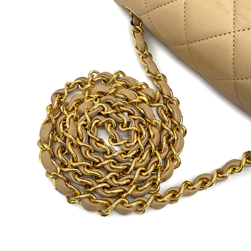 VINTAGE CHANEL MATELASSE CHAIN SHOULDER BAG BEIGE WHITE LAMB SKIN 90322795