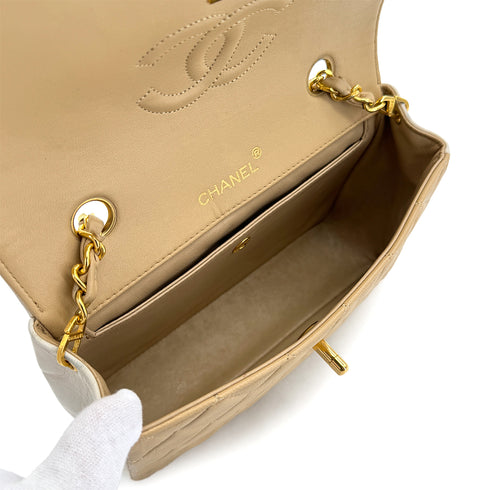 VINTAGE CHANEL MATELASSE CHAIN SHOULDER BAG BEIGE WHITE LAMB SKIN 90322795