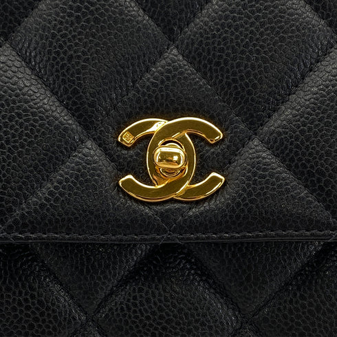 VINTAGE CHANEL MATELASSE CHAIN SHOULDER BAG BLACK CAVIAR SKIN GOLD HARDWARE 90324766