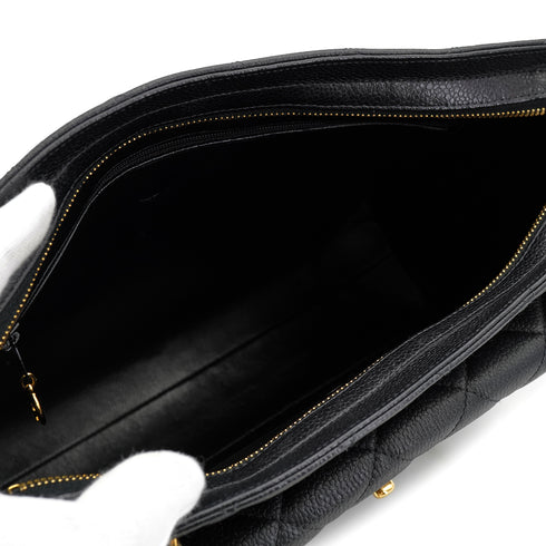 VINTAGE CHANEL MATELASSE CHAIN SHOULDER BAG BLACK CAVIAR SKIN GOLD HARDWARE 90330955