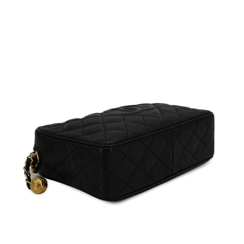 VINTAGE CHANEL MATELASSE CHAIN SHOULDER BAG BLACK CAVIAR SKIN GOLD HARDWARE 90331246