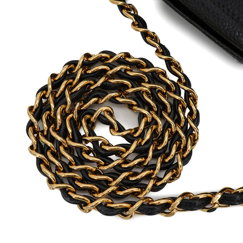 VINTAGE CHANEL MATELASSE CHAIN SHOULDER BAG BLACK CAVIAR SKIN GOLD HARDWARE 90331246