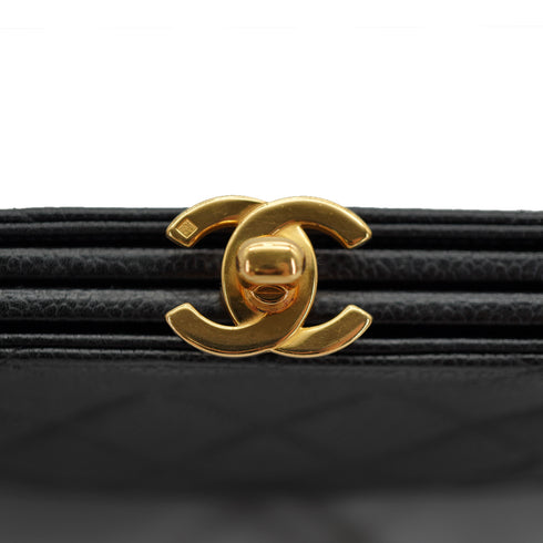 VINTAGE CHANEL MATELASSE CHAIN SHOULDER BAG BLACK CAVIAR SKIN GOLD HARDWARE 90335292