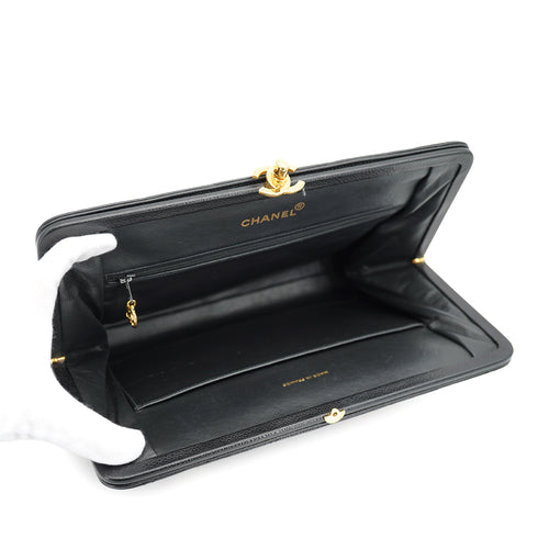 VINTAGE CHANEL MATELASSE CHAIN SHOULDER BAG BLACK CAVIAR SKIN GOLD HARDWARE 90335292