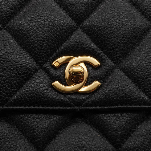 VINTAGE CHANEL MATELASSE CHAIN SHOULDER BAG BLACK CAVIAR SKIN GOLD HARDWARE 90340141