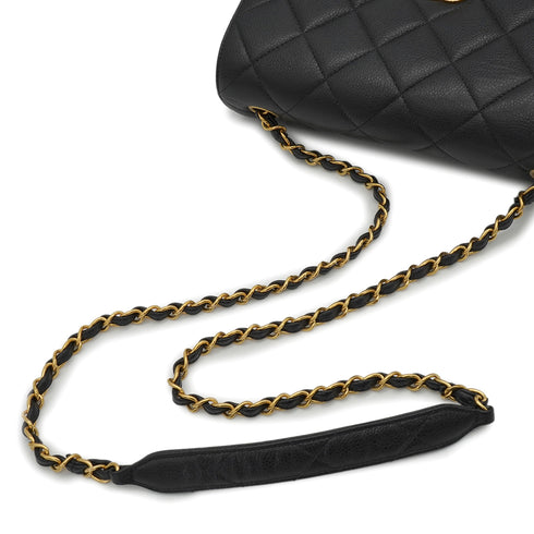 VINTAGE CHANEL MATELASSE CHAIN SHOULDER BAG BLACK CAVIAR SKIN GOLD HARDWARE 90340141