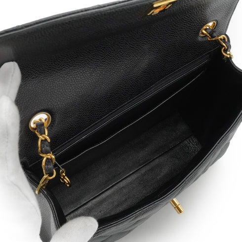 VINTAGE CHANEL MATELASSE CHAIN SHOULDER BAG BLACK CAVIAR SKIN GOLD HARDWARE 90340141
