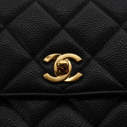 VINTAGE CHANEL MATELASSE CHAIN SHOULDER BAG BLACK CAVIAR SKIN GOLD HARDWARE 90340499