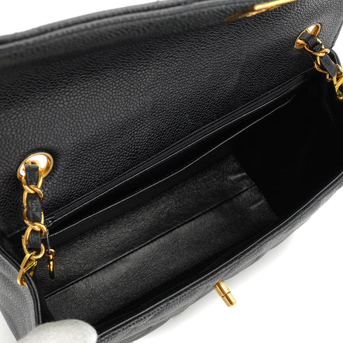 VINTAGE CHANEL MATELASSE CHAIN SHOULDER BAG BLACK CAVIAR SKIN GOLD HARDWARE 90340499
