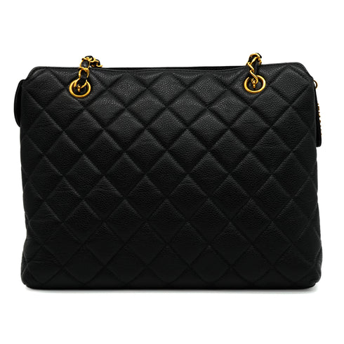 VINTAGE CHANEL MATELASSE CHAIN SHOULDER BAG BLACK CAVIAR SKIN GOLD HARDWARE 90345506
