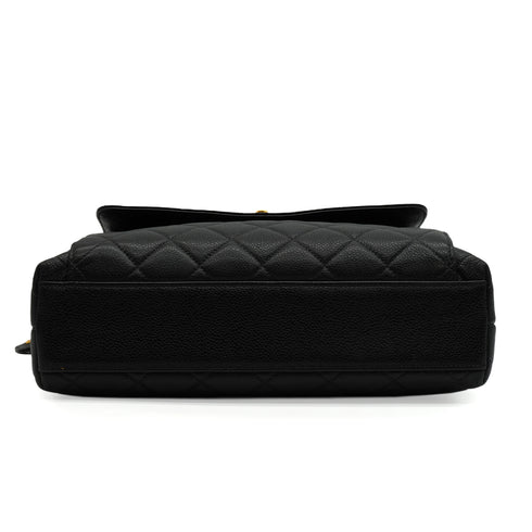 VINTAGE CHANEL MATELASSE CHAIN SHOULDER BAG BLACK CAVIAR SKIN GOLD HARDWARE 90345506