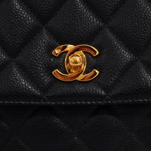 VINTAGE CHANEL MATELASSE CHAIN SHOULDER BAG BLACK CAVIAR SKIN GOLD HARDWARE 90345506