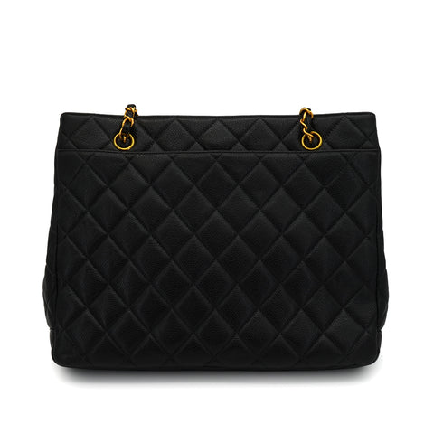 VINTAGE CHANEL MATELASSE CHAIN SHOULDER BAG BLACK CAVIAR SKIN GOLD HARDWARE 90347770