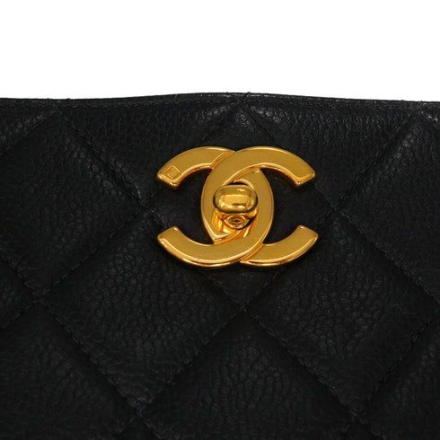 VINTAGE CHANEL MATELASSE CHAIN SHOULDER BAG BLACK CAVIAR SKIN GOLD HARDWARE 90347770