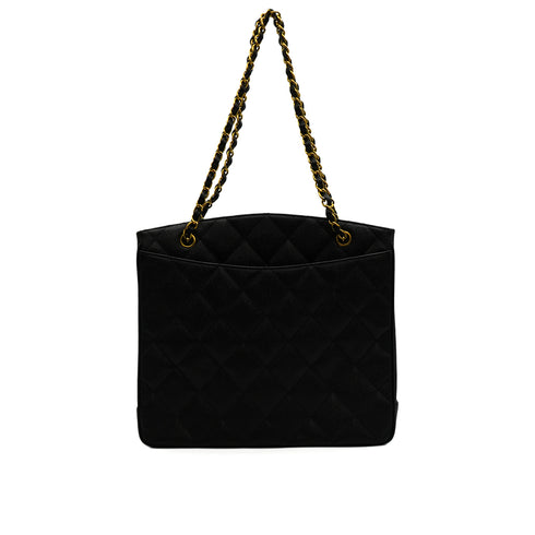 VINTAGE CHANEL MATELASSE CHAIN SHOULDER BAG BLACK CAVIAR SKIN GOLD HARDWARE 90348229