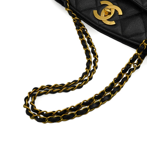 VINTAGE CHANEL MATELASSE CHAIN SHOULDER BAG BLACK CAVIAR SKIN GOLD HARDWARE 90348229