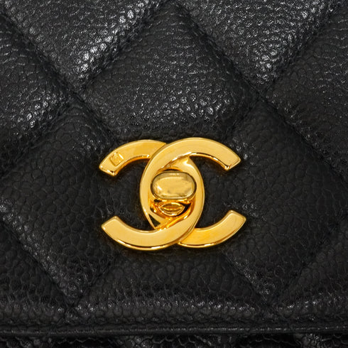 VINTAGE CHANEL MATELASSE CHAIN SHOULDER BAG BLACK CAVIAR SKIN GOLD HARDWARE 90348506
