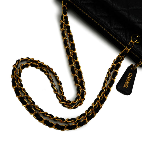 VINTAGE CHANEL MATELASSE CHAIN SHOULDER BAG BLACK CAVIAR SKIN GOLD HARDWARE 90348506