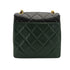 VINTAGE CHANEL MATELASSE CHAIN SHOULDER BAG BLACK GREEN LAMB SKIN GOLD HARDWARE 90331663