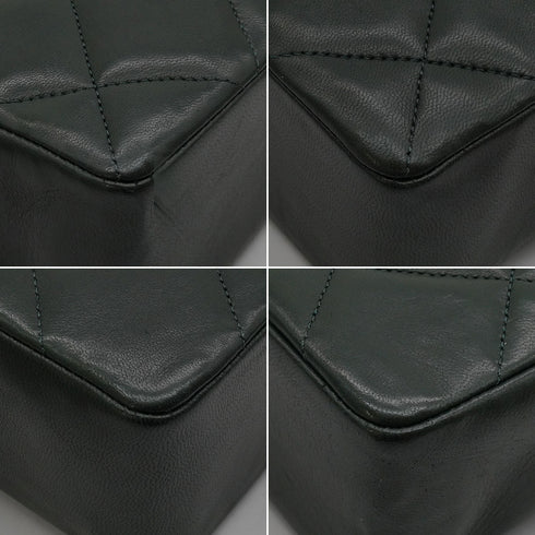 VINTAGE CHANEL MATELASSE CHAIN SHOULDER BAG BLACK GREEN LAMB SKIN GOLD HARDWARE 90331663