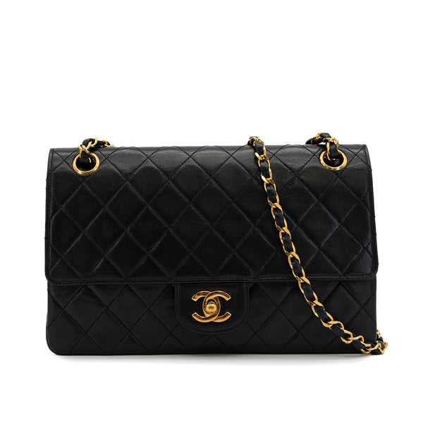 VINTAGE CHANEL MATELASSE CHAIN SHOULDER BAG BLACK LAMB SKIN GOLD HARDWARE 90313868