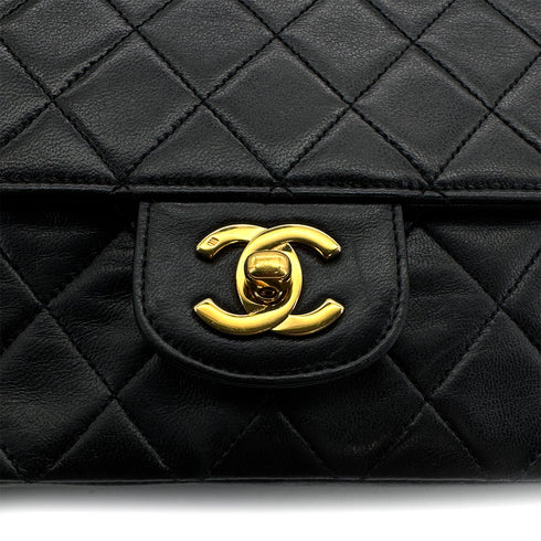 VINTAGE CHANEL MATELASSE CHAIN SHOULDER BAG BLACK LAMB SKIN GOLD HARDWARE 90313868