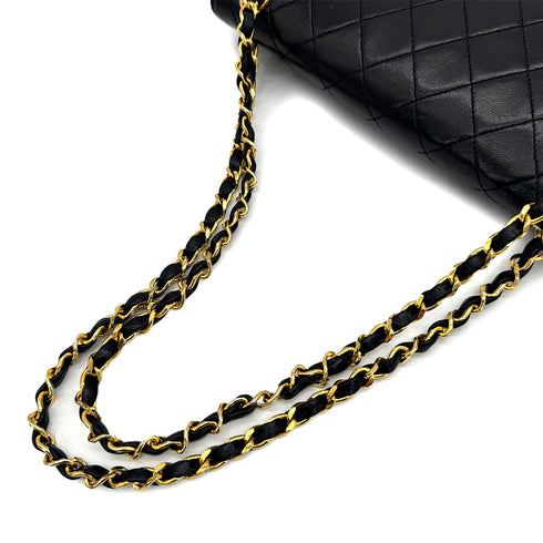 VINTAGE CHANEL MATELASSE CHAIN SHOULDER BAG BLACK LAMB SKIN GOLD HARDWARE 90313868