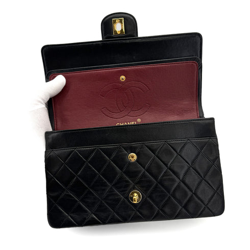 VINTAGE CHANEL MATELASSE CHAIN SHOULDER BAG BLACK LAMB SKIN GOLD HARDWARE 90313868
