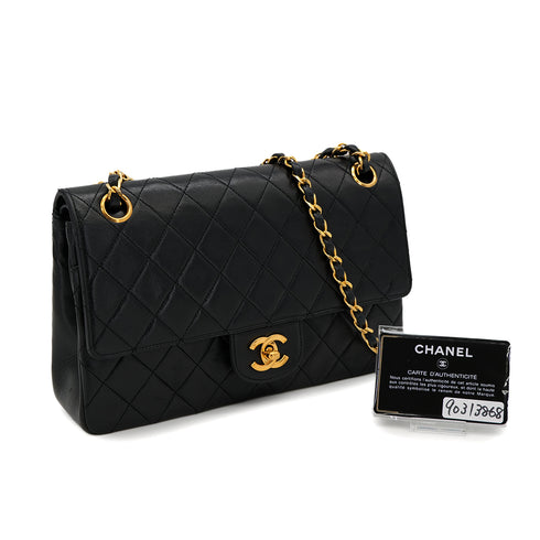 VINTAGE CHANEL MATELASSE CHAIN SHOULDER BAG BLACK LAMB SKIN GOLD HARDWARE 90313868