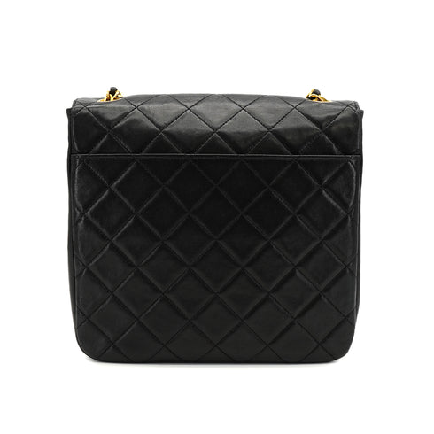 VINTAGE CHANEL MATELASSE CHAIN SHOULDER BAG BLACK LAMB SKIN GOLD HARDWARE 90320185