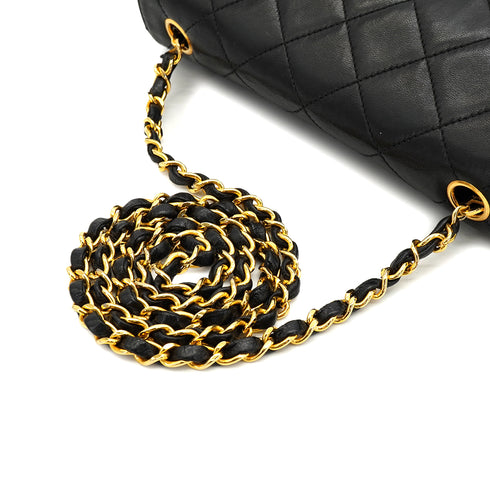 VINTAGE CHANEL MATELASSE CHAIN SHOULDER BAG BLACK LAMB SKIN GOLD HARDWARE 90320185