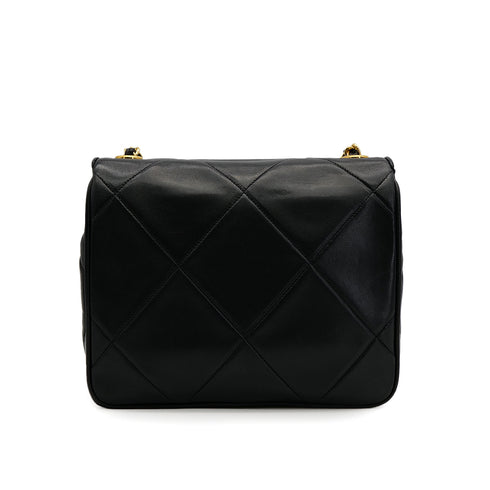 VINTAGE CHANEL MATELASSE CHAIN SHOULDER BAG BLACK LAMB SKIN GOLD HARDWARE 90321158