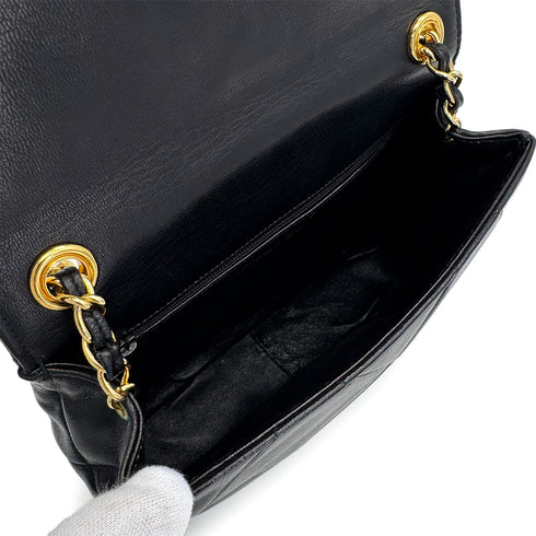 VINTAGE CHANEL MATELASSE CHAIN SHOULDER BAG BLACK LAMB SKIN GOLD HARDWARE 90321158