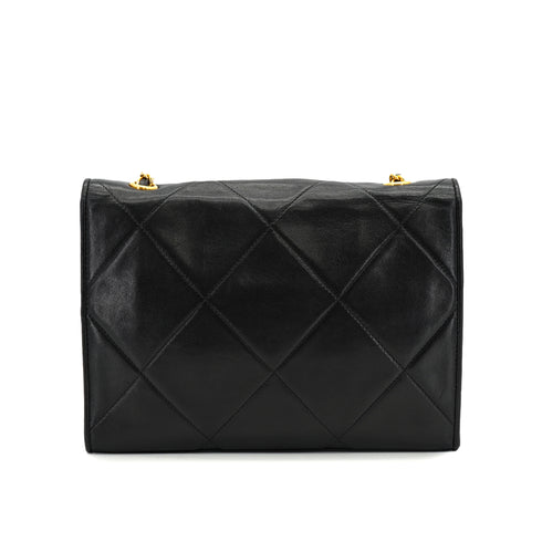 VINTAGE CHANEL MATELASSE CHAIN SHOULDER BAG BLACK LAMB SKIN GOLD HARDWARE 90327991