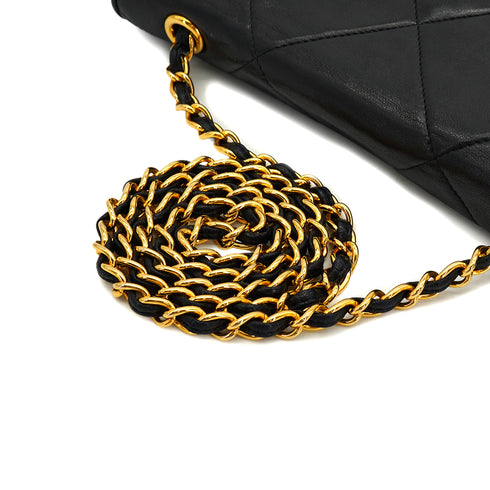 VINTAGE CHANEL MATELASSE CHAIN SHOULDER BAG BLACK LAMB SKIN GOLD HARDWARE 90327991