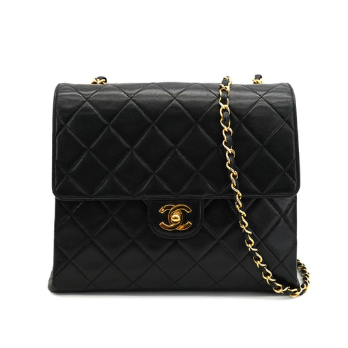 VINTAGE CHANEL MATELASSE CHAIN SHOULDER BAG BLACK LAMB SKIN GOLD HARDWARE 90330703