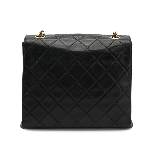 VINTAGE CHANEL MATELASSE CHAIN SHOULDER BAG BLACK LAMB SKIN GOLD HARDWARE 90330703