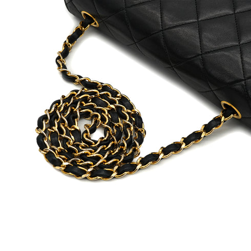 VINTAGE CHANEL MATELASSE CHAIN SHOULDER BAG BLACK LAMB SKIN GOLD HARDWARE 90330703